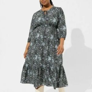 Torrid Tea Length Challis Front Tiered A-line Dress